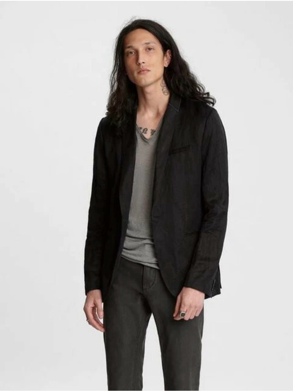 John Varvatos Collection Satin Black Jacket Size EU 54 USA 44